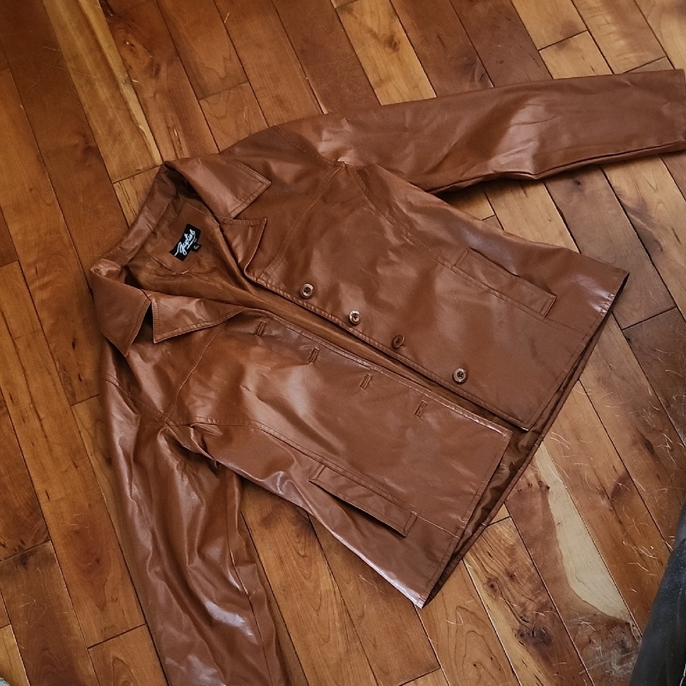 Gasoline Cognac PU Leather Coat